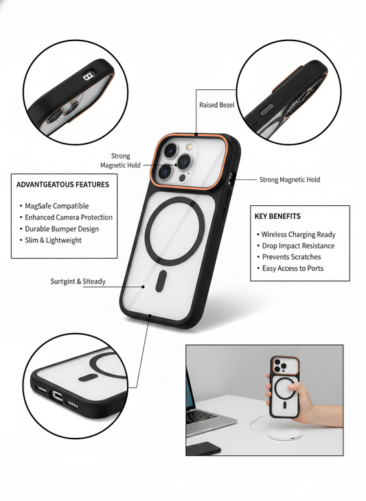 iPhone 17 Pro MagSafe Case (Clear Hybrid) - Ultra Drop Protection, Raised Camera & Screen Bezel