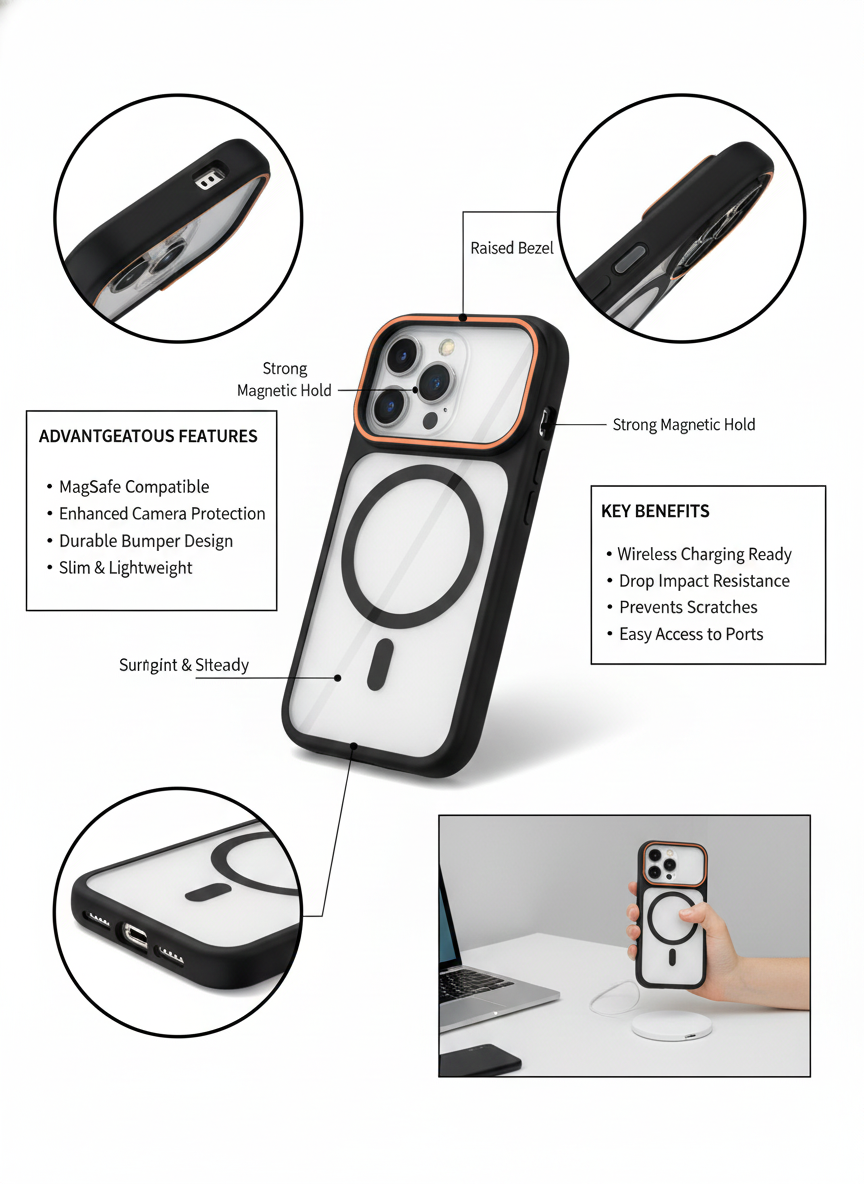 iPhone 17 Pro MagSafe Case (Clear Hybrid) - Ultra Drop Protection, Raised Camera & Screen Bezel