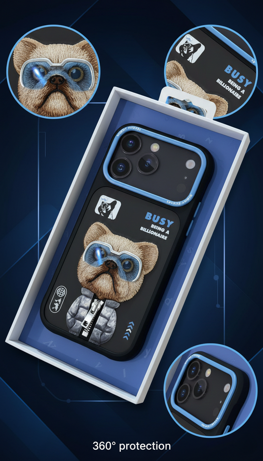 3D Embroidered Dog Armor Case for iPhone 17 Pro – Shockproof 360° Protection