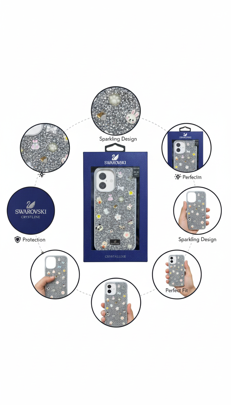 Swarovski Crystalline Sparkling Design Protective 12 Pro Phone Case – Luxury Glitter Finish, Precision Fit & Everyday Protection
