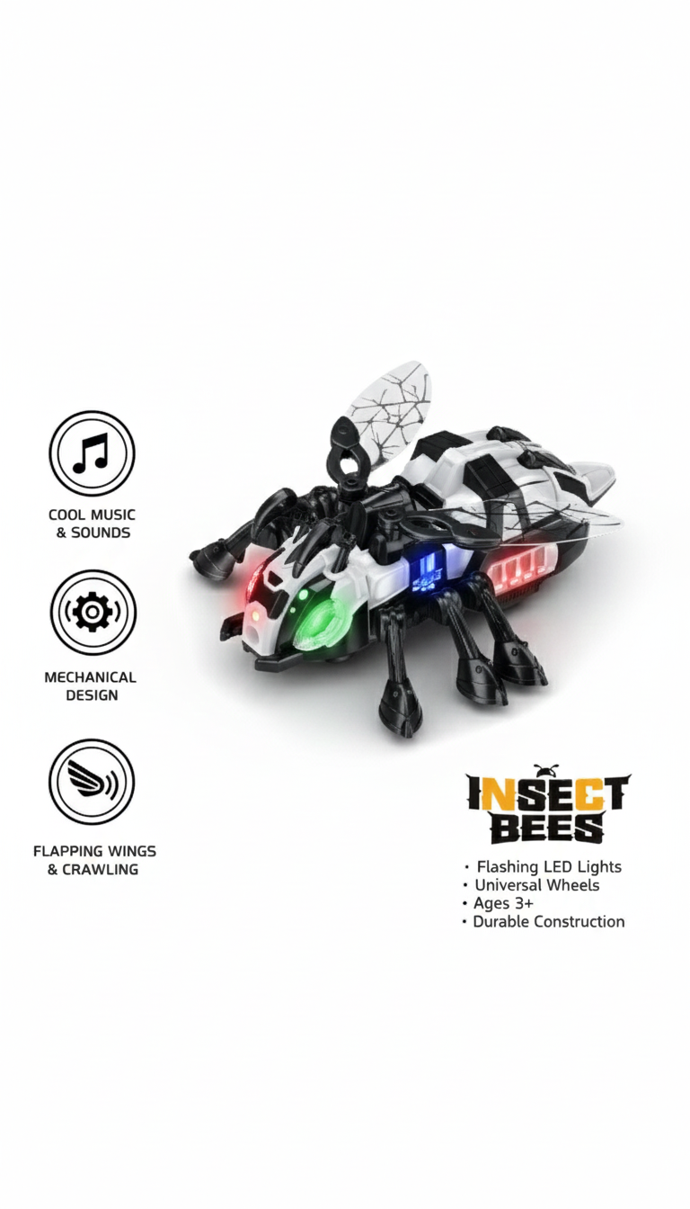 Insect Bees Robotic Crawling Toy – LED Lights, Music & Flapping Wings