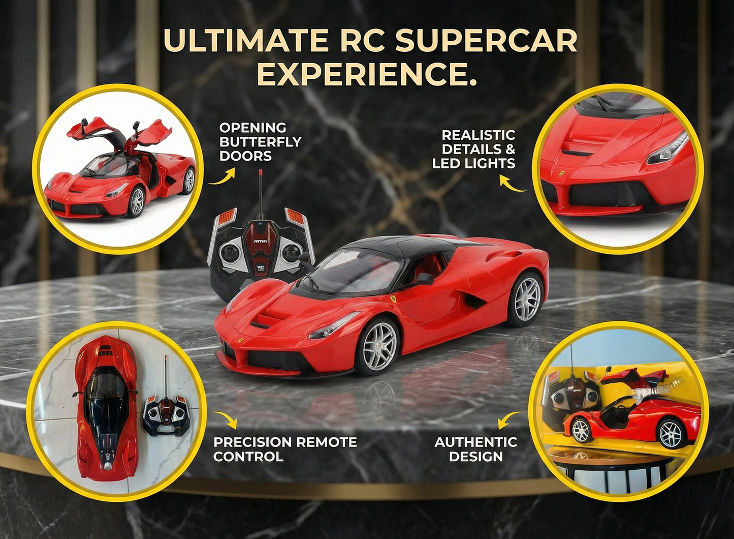 High-Performance RC Supercar with Opening Butterfly Doors, LED Headlights, Precision Remote Control, Realistic Detailing, Durable Build, Premium Collectible Toy Car for Kids