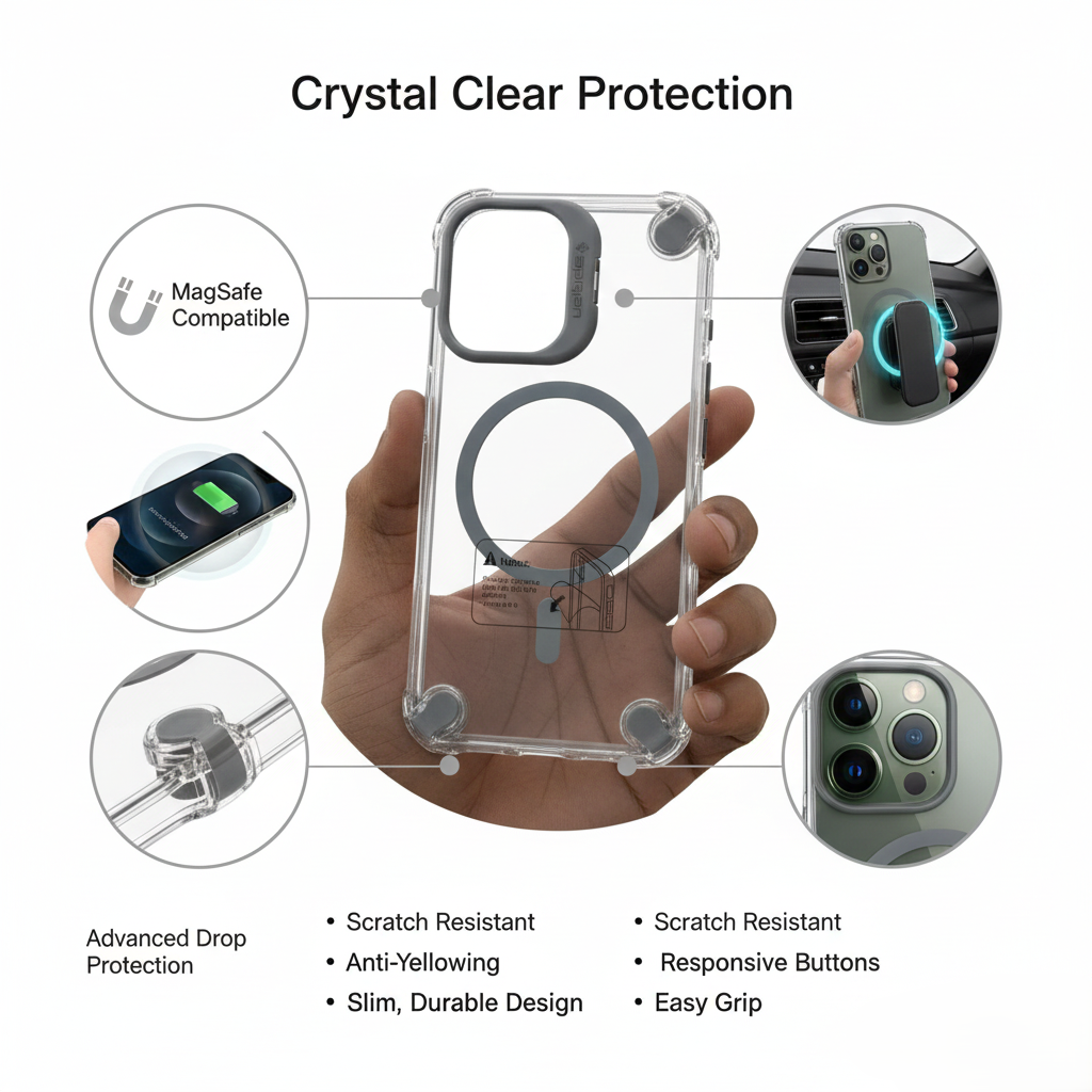 Spigen Ultra Hybrid MagSafe Clear Protective Case for iPhone 16 Pro with Military Grade Drop Protection, Crystal Clear Back, Camera Guard, Slim Lightweight Design, Enhanced Grip, and Wireless Charging Compatibility