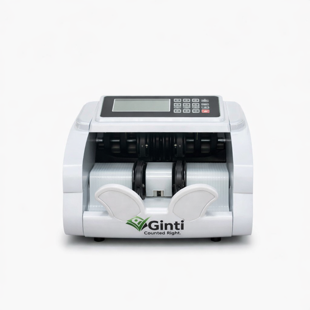 GINTI COUNTER High-Speed Automatic Currency Note Counting Machine with UV/MG Counterfeit Detection, Accurate Value Calculation, LED Display, and Efficient Cash Handling for Retail and Office Use