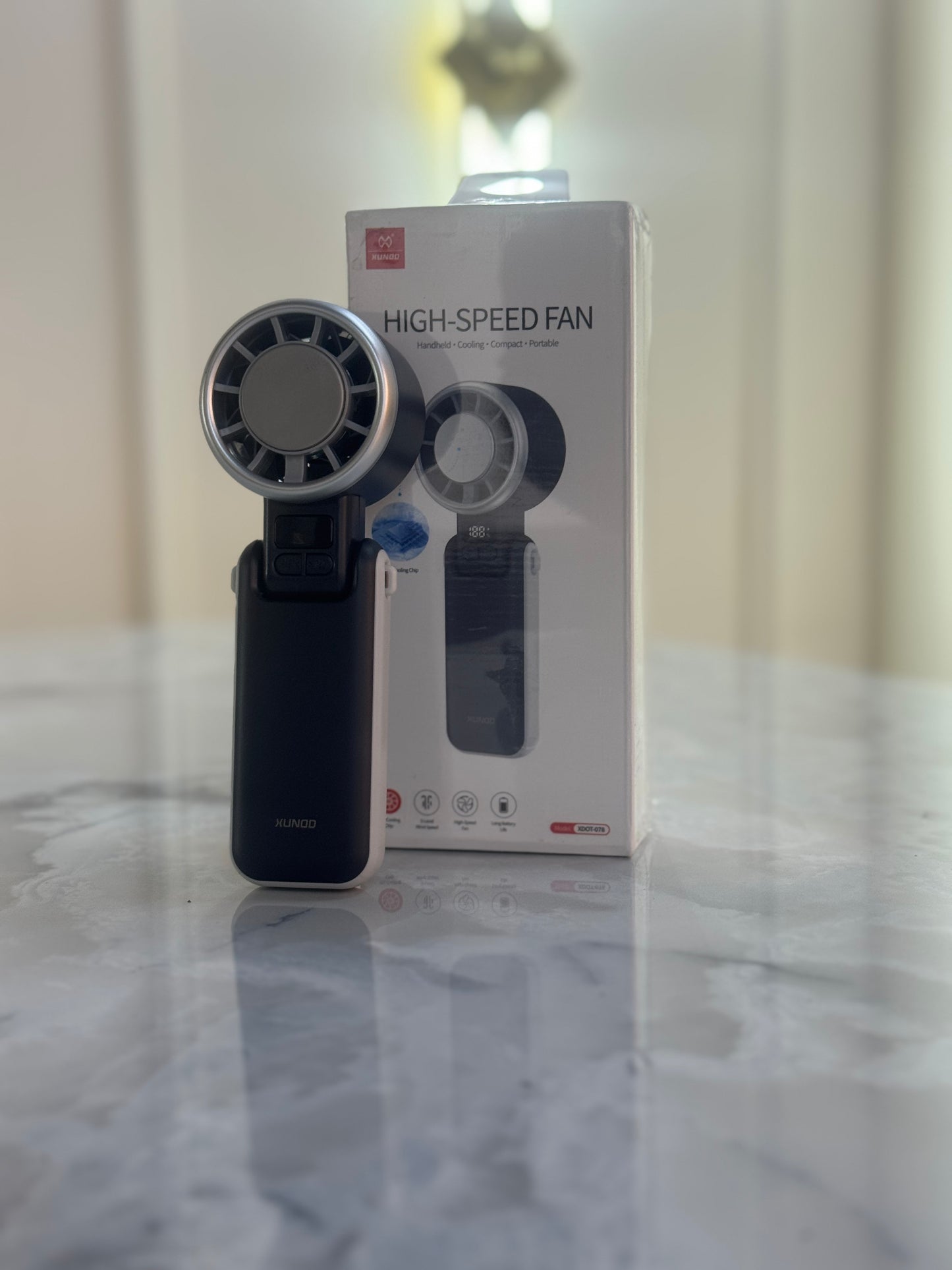 "Portable High-Speed Bladeless Fan with Central Compressor | Rechargeable Handheld Cooling Device"