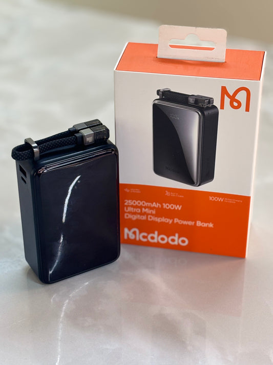 Mcdodo 25000mAh Ultra Mini 100W Power Bank – Digital Display, Fast Charging Portable Battery