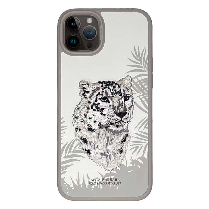 RT Santa Barbara Leopard Embroided Premium & Luxury Case For Iphone 15 Pro max