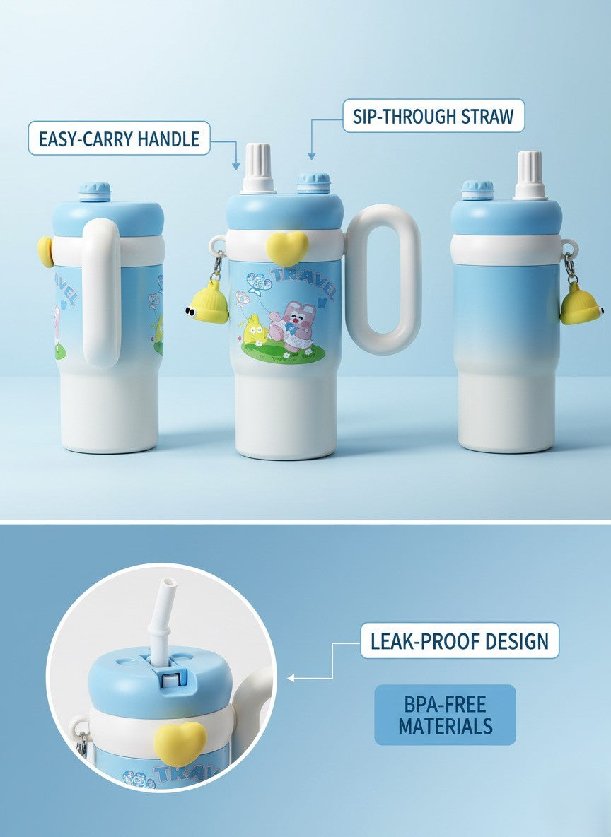 Charming Cartoon Travel Water Bottle with Handle – A Delightful Companion for Everyday Use