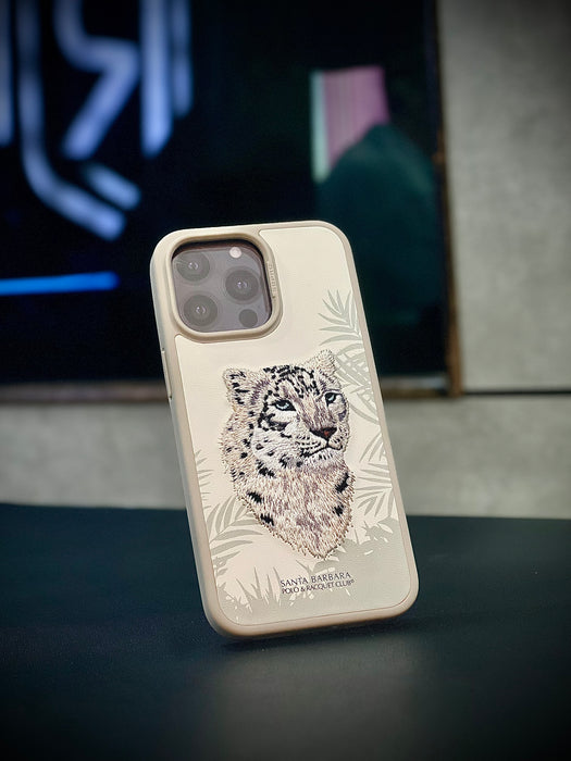 RT Santa Barbara Leopard Embroided Premium & Luxury Case For Iphone 15 Pro max