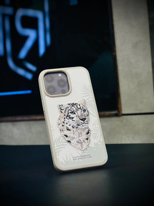 RT Santa Barbara Leopard Embroided Premium & Luxury Case For Iphone 15 Pro max