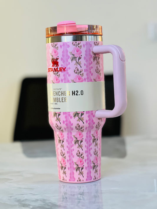 “Stanley Quencher H2.0 Tumbler 40oz – Floral Pink Limited Edition”