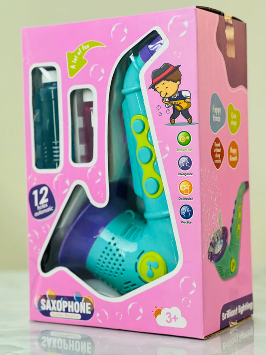 Kids Bubble Saxophone Machine – Musical Lights & Automatic Bubble Maker Toy (Ages 3+)