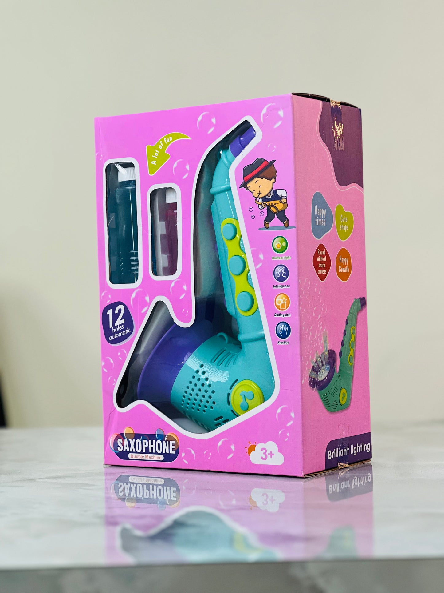 Kids Bubble Saxophone Machine – Musical Lights & Automatic Bubble Maker Toy (Ages 3+)