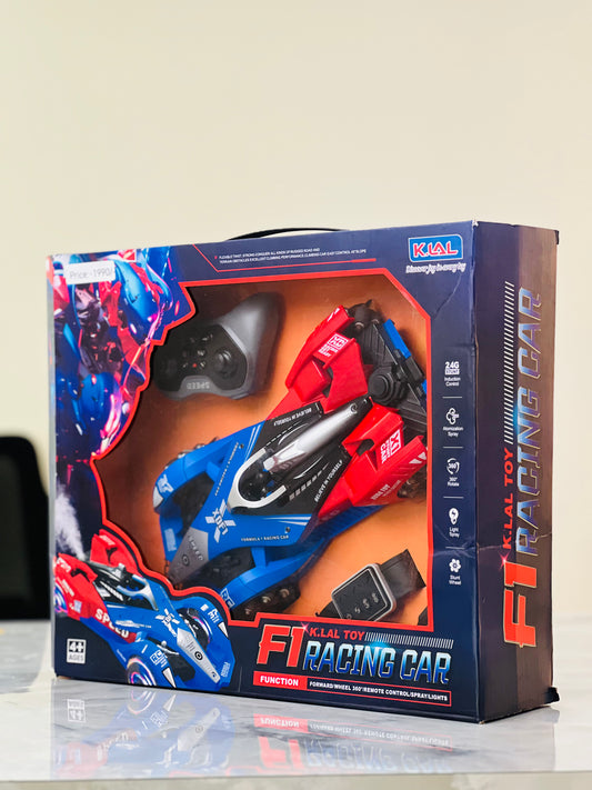 K.LAL F1 Racing Car – 2.4GHz Remote Control Stunt Car with Spray, Lights & 360° Spins