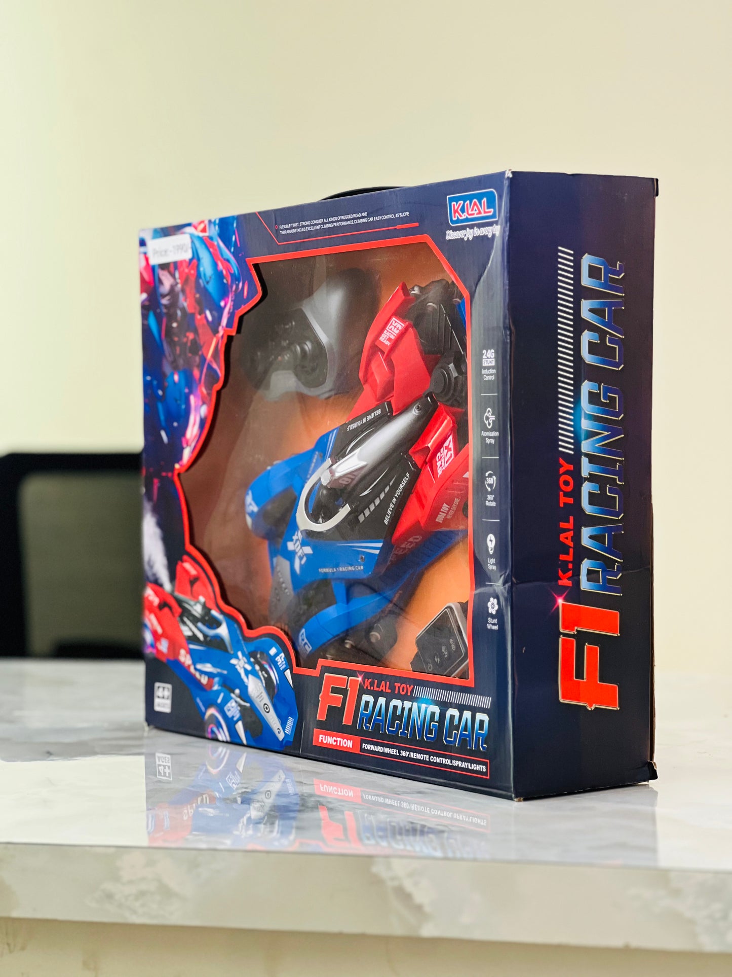 K.LAL F1 Racing Car – 2.4GHz Remote Control Stunt Car with Spray, Lights & 360° Spins