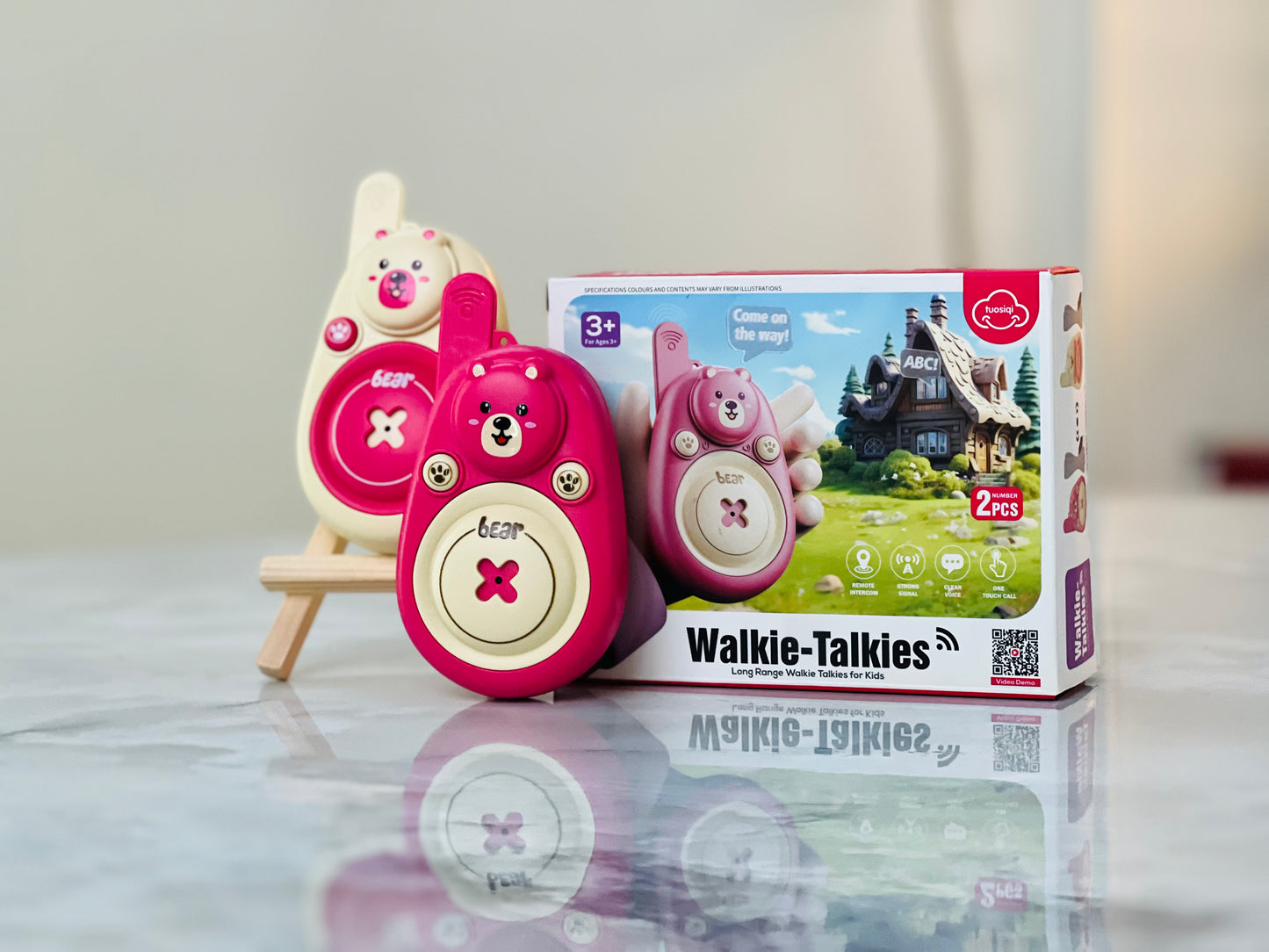 Bear Buddy Kids Walkie Talkies – Cute Long Range Two-Way Radios for Children (2 Pack, Ages 3+)