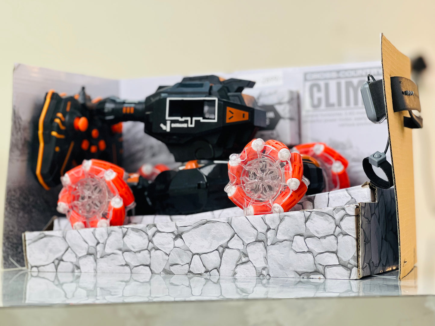 Climber Gesture Control RC Car – Stunt Rock Crawler with 360° Spins, LED Light-Up Wheels & Dual Remote Modes