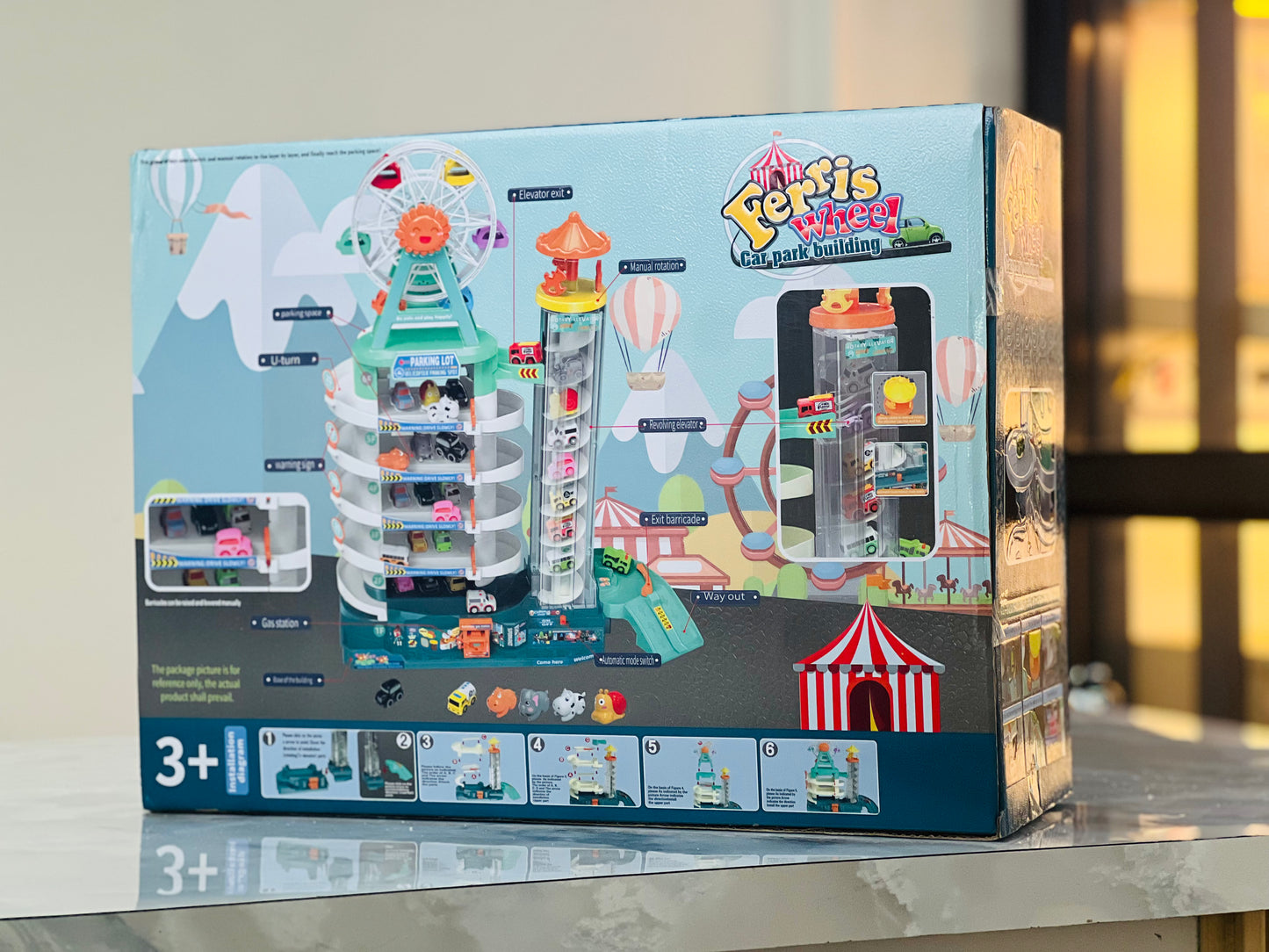 Ferris Wheel Car Park Playset – Multi-Level Garage Toy with Elevator & Mini Cars (Ages 3+)