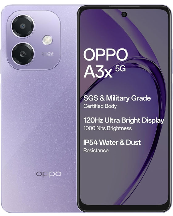 OPPO A3X 5G (Starry Purple, 4GB RAM, 128GB Storage)|6.67” HD+ 120Hz Refresh Rate Screen | 45W SUPERVOOC