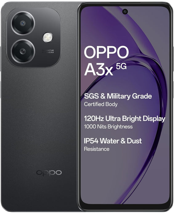 OPPO A3X 5G (Starry Purple, 4GB RAM, 128GB Storage)|6.67” HD+ 120Hz Refresh Rate Screen | 45W SUPERVOOC