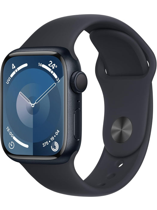 Apple Watch Series 9 [GPS 41mm] Smartwatch with Midnight Aluminum Case with Midnight Sport Band M/L.