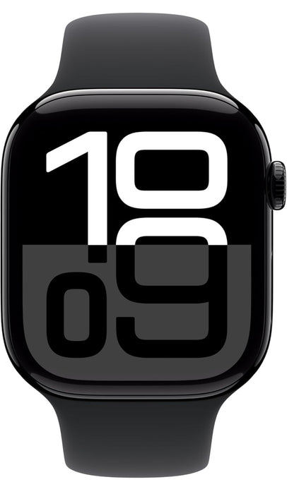 Apple Watch Series 10 GPS 46mm Jet Black Aluminium Case with Black Sport Band - S/M