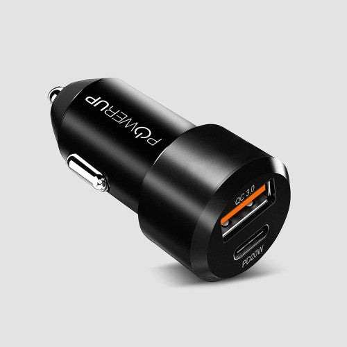 PowerUp Quick Type-C Car Charger Dual Type-C 30W PD+USB 3.0A