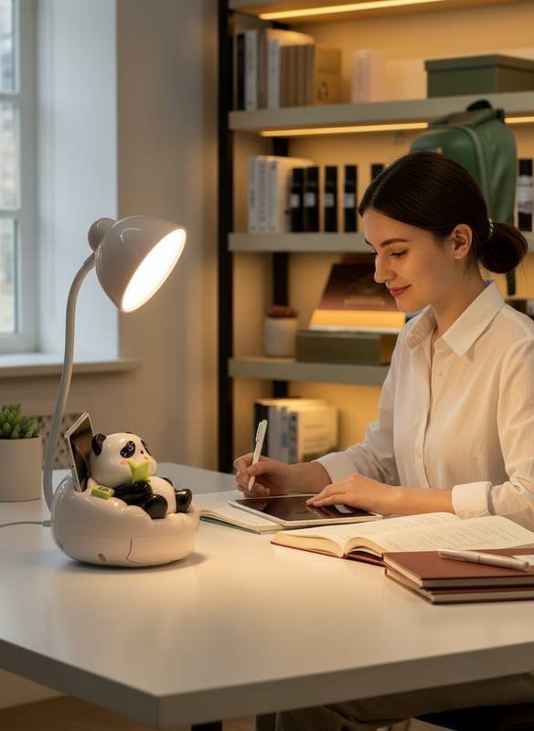 Cute Panda LED Desk Lamp with Phone Holder – Rechargeable Night Light for Study & Bedroom Decor — photo 3