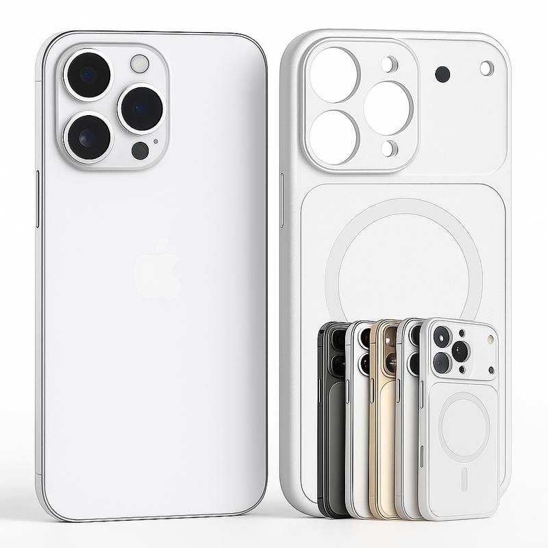 iPhone 13 Pro To 17 Pro Look Magnetic Case – Convert Your iPhone into iPhone 17 Pro- Silver | Rajdhani Telecom