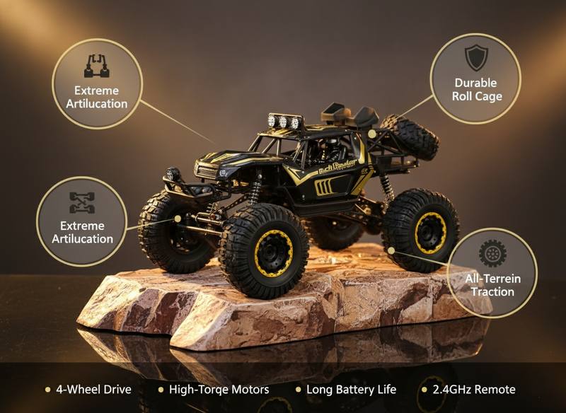 High-Performance All-Terrain 4x4 RC Rock Crawler – Rugged Suspension & LED Lights — photo 2