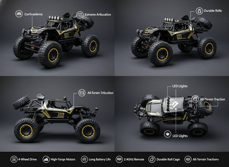 High-Performance All-Terrain 4x4 RC Rock Crawler – Rugged Suspension & LED Lights — photo 3
