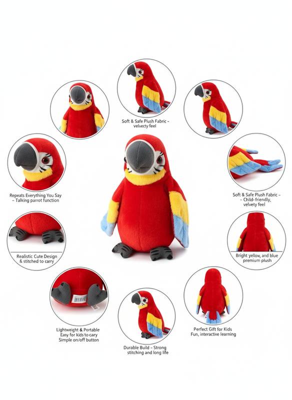 Talking Parrot Educational Plush – Colorful, Safe & Battery Operated — photo 2