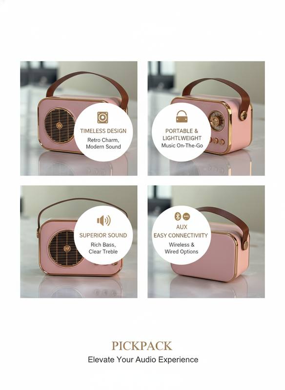 PickPack Portable Vintage Bluetooth Speaker – Retro Style & Premium Sound — photo 2