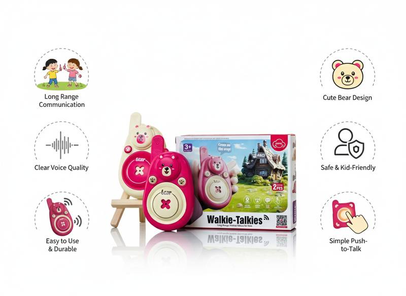 Bear Buddy Kids Walkie Talkies – Long Range, Clear Sound, Cute Bear Design — photo 3