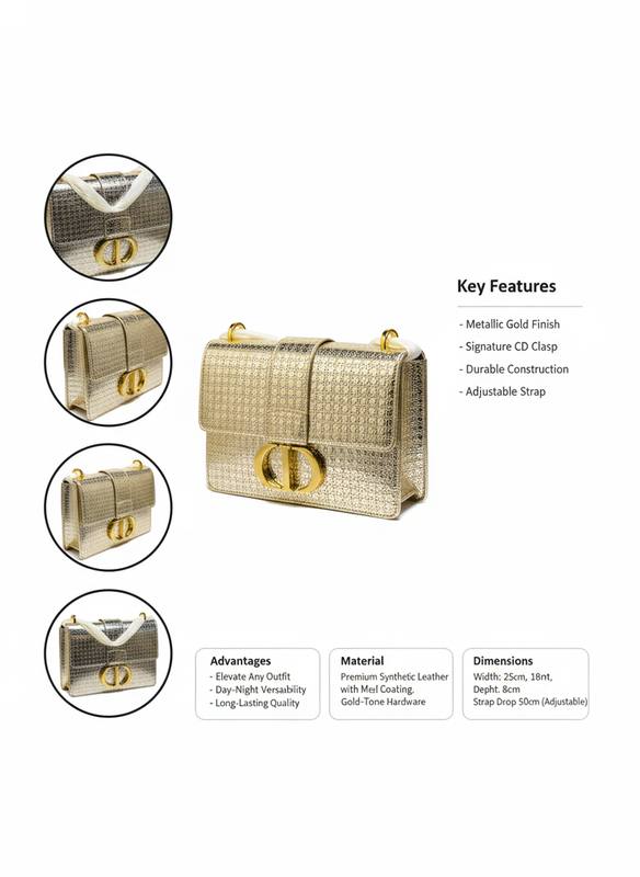 High-Shine Gold Fashion Handbag for Day & Night — photo 2