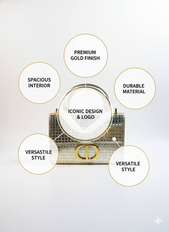 High-Shine Gold Fashion Handbag for Day & Night — photo 3