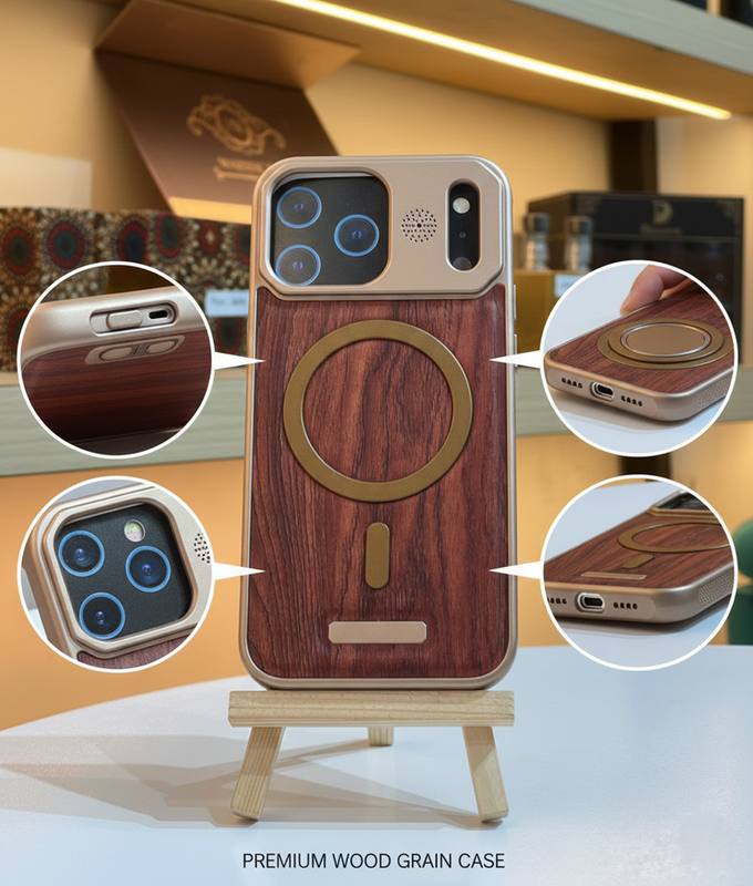 Premium Wood Texture MagSafe Case for iPhone 17 Pro | Luxury Shockproof Protective Cover | Vintage Wooden Finish — photo 2