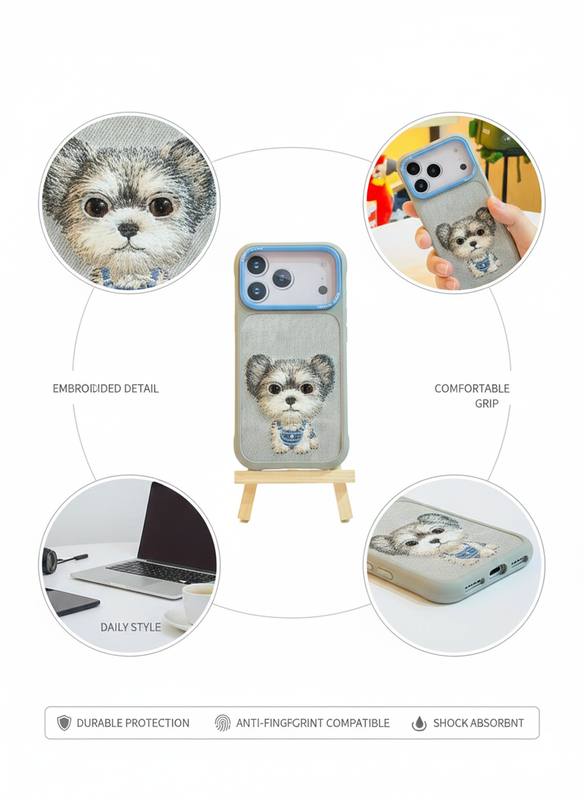 Cute Embroidery Dog Case | Soft Grip | Anti-Fingerprint & Shock Absorbent — photo 2