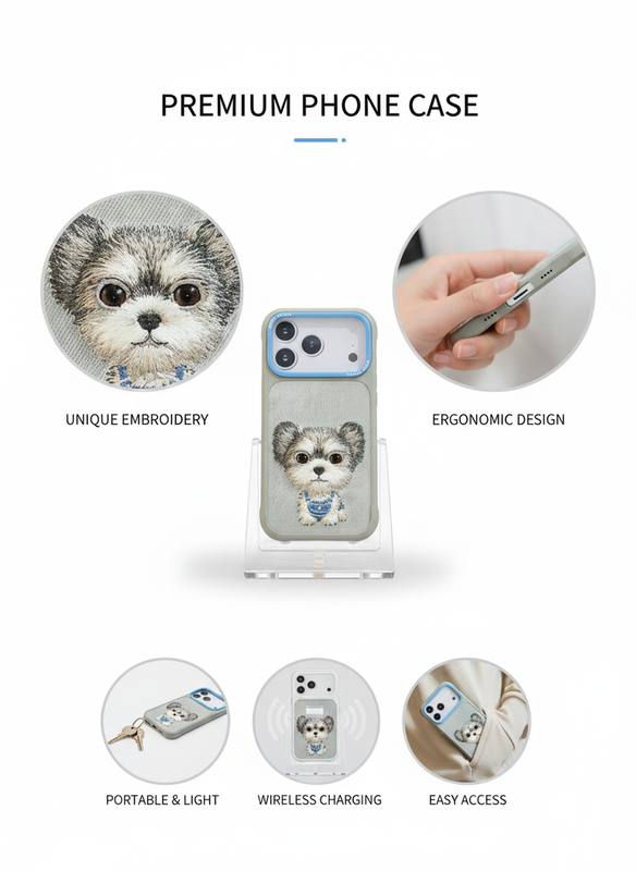 Cute Embroidery Dog Case | Soft Grip | Anti-Fingerprint & Shock Absorbent — photo 3