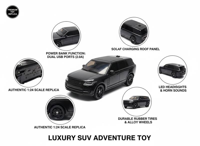Deluxe Black SUV Toy Model – Authentic 1:24 Scale with Dual USB Ports & LED Features — photo 2