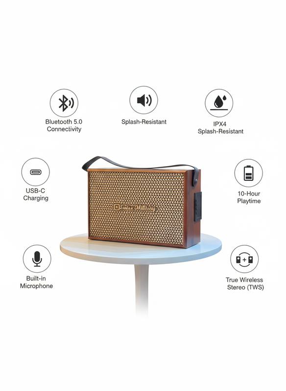 Swiss Military Premium Retro Wooden Bluetooth Speaker with Powerful Bass & Portable Leather Strap — photo 3