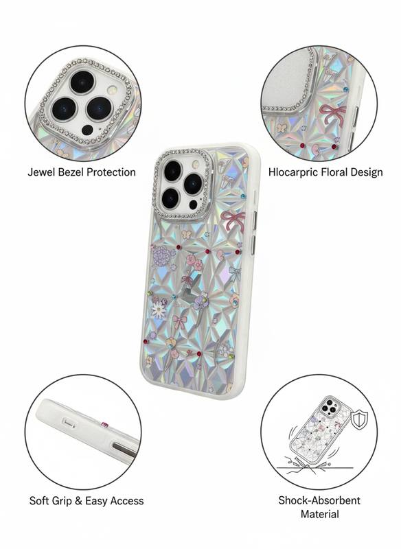Elegant Iridescent Floral Armor Case – Premium Protection for iPhone 16 Series — photo 2