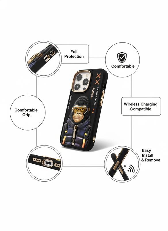 iPhone 16 Pro Shockproof Case with 3D Monkey Art | Anti-Slip & Camera Protection — photo 2