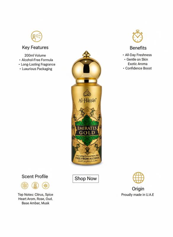 Al-Hassan Emirates Gold Luxury Alcohol-Free Perfume — photo 3