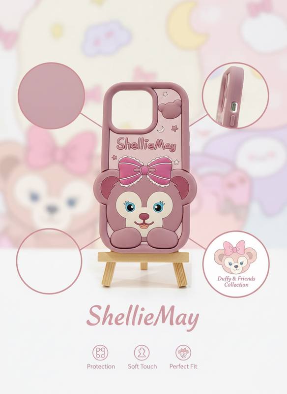 Cute Disney ShellieMay Bow Design Phone Cover for iPhone 13, 14, 15, 16 Pro - Enhanced Protection