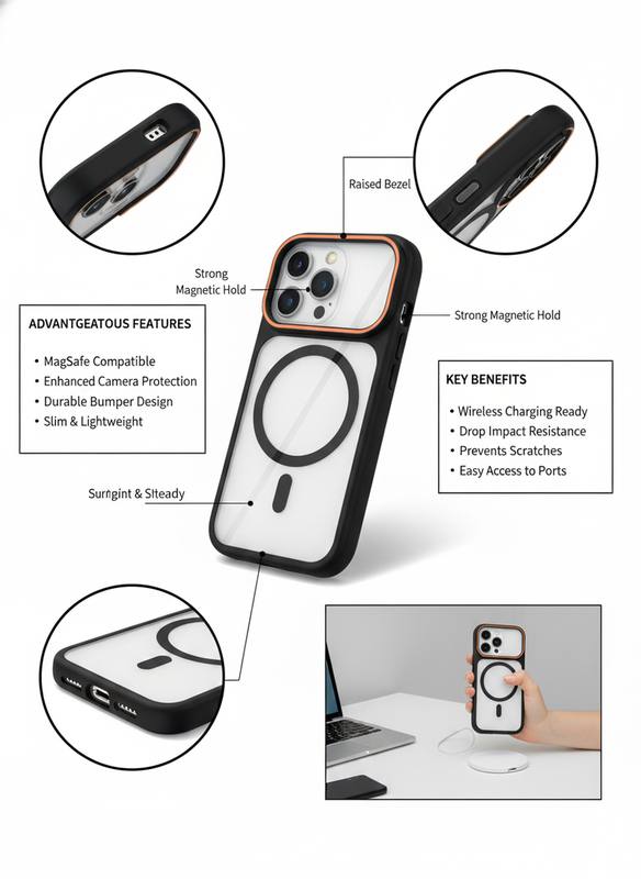 iPhone 17 Pro MagSafe Case (Clear Hybrid) - Ultra Drop Protection, Raised Camera & Screen Bezel — photo 2
