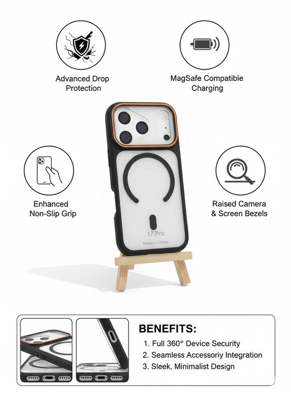 iPhone 17 Pro MagSafe Case (Clear Hybrid) - Ultra Drop Protection, Raised Camera & Screen Bezel — photo 3