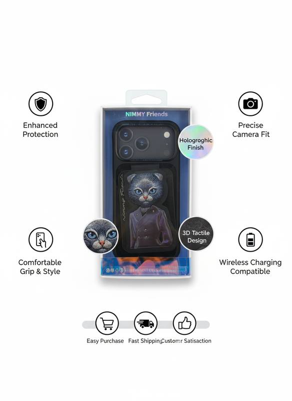 Nimmy Friends 3D Cat Design iPhone 17 Pro Case - Premium, Shock-Resistant Cover with Wireless Charging Support — photo 2