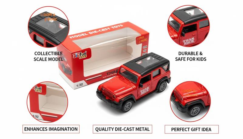 Bifun Toys "Thar Rock" 1:32 Collector's Model - Die-Cast Metal Body, Openable Doors — photo 2