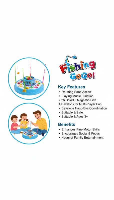 Rotating Magnetic Fishing Toy Set with 26+ Fish & 4 Rods — photo 2